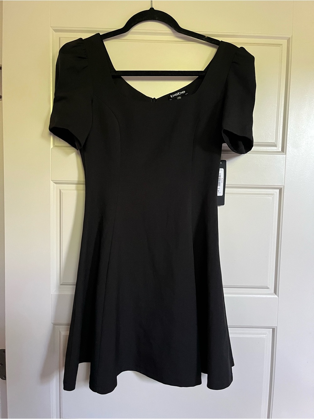 bebe Black Square-Neck Puff-Sleeve Mini Dress - Picture 2 of 8